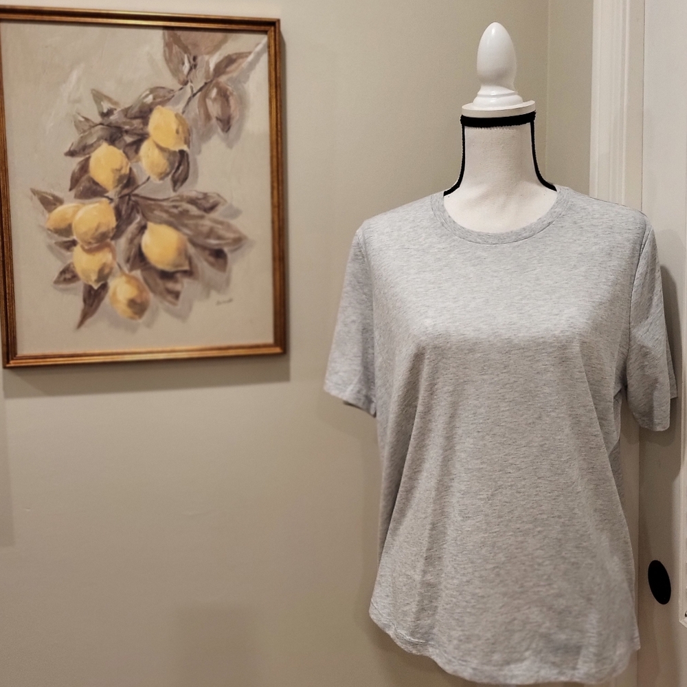 SKIMS Heather Gray Cotton Short Sleeve Tee